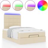 vidaXL Ottomaans bed met matras en LED's 120x200cm stof crèmekleurig