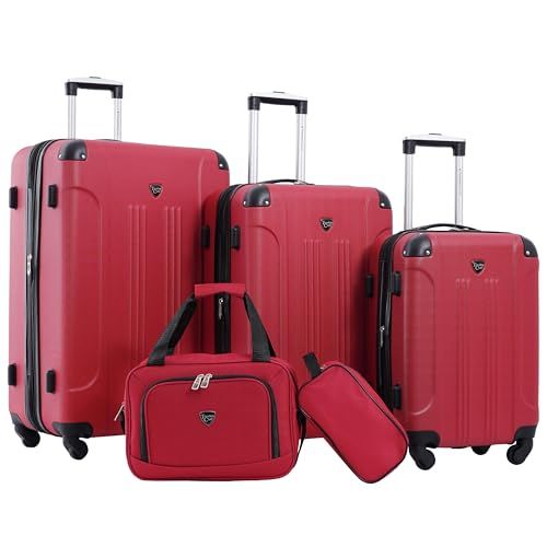 Travelers Club Sky+ Luggage Set, Red, 5 Piece Set, Chicago Hardside Expandable Spinner Luggage