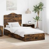 vidaXL Opbergbed met lade Rook Eiken 90 x 200 cm Bewerkt hout