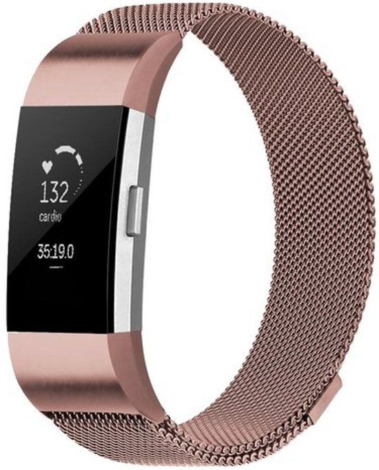 Qubix Fitbit Charge 2 milanese bandje Small - Rosé goud