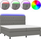 vidaXL Boxspringbed met matras en LED-verlichting, donkergrijs, 200x200 cm, stof