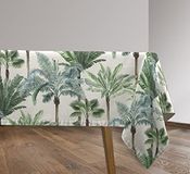 Vilber Tafelkleed rechthoekig harsgecoat vuilafstotend waterdicht tropisch patroon azuurgroen