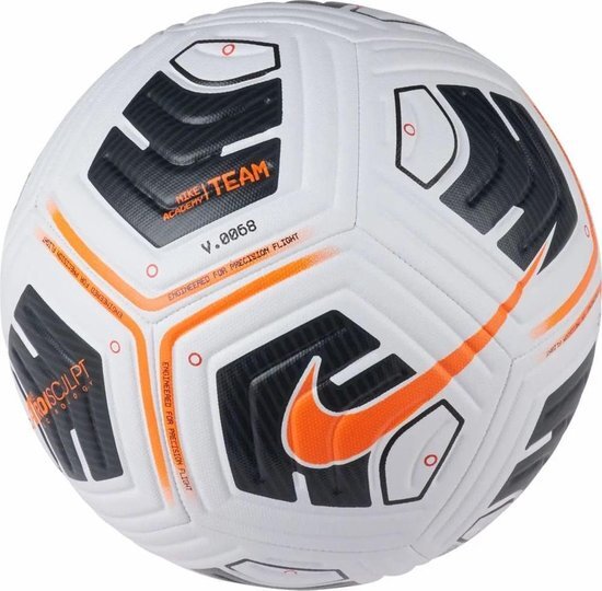 Nike Unisex's NK ACADEMY - TEAM Recreatieve Voetbalbal, Wit/Zwart/(Totaal Oranje), 4