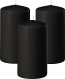 Enlightening Candles Bougie cylindrique/bougie pilier - 3x - noir - D6 x H15 cm - 58 heures de combustion