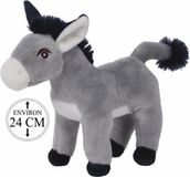 Sandy Knuffeldier Ezel Henkie - zachte pluche stof - boerderij dieren knuffels - grijs - 24 cm