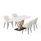 Vicco Ensemble de table à manger "Fenaro", Blanc/Chêne doré, 120x80cm | avec 4 chaises de salle à manger