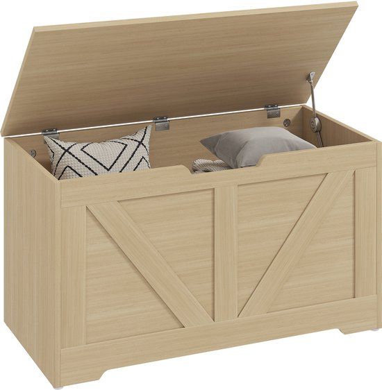 HOMCOM Opbergkist - Spaanplaat - 80 x 40 x 45 cm - Natuurlijk hout