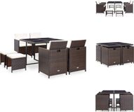 vidaXL 9-delige loungeset met kussens, polyrotan, bruin