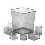 Honey-Can-Do OFC-06206 6-delige bureauset van gevlochten staal, zilver