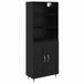 vidaXL Highboard Zwart Eiken 69,5 x 34 x 180 cm Bewerkt Hout