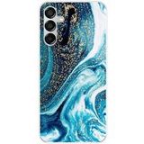 Samsung Galaxy M15 5G Bedrukt siliconen hoesje Marbre bleu paillete