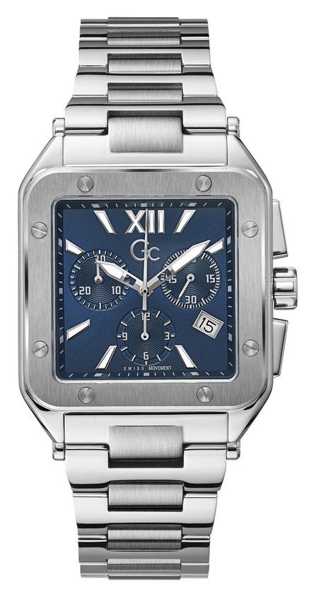 Gc Watches Couture Square Z08003G7MF - Herenhorloge - 37 mm - Zilverkleurig