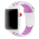 Apple Watch Sportbandje - Maat: M/L - Wit + Paars - Geschikt voor 38mm / 40mm / 41mm / 42mm