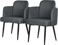 ML-Design Set van 2 eetkamerstoelen antraciet stof met metalen poten