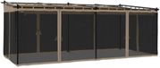 vidaXL Prieel met zijwanden van gaas 6x3 m staal taupe