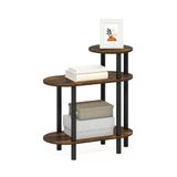 Furinno Turn-N-Tube ovale bijzettafel met 3 niveaus, bijzettafel met open planken, amber grenen/zwart