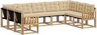 vidaXL Bankset voor buiten, 9-delig, wit en beige