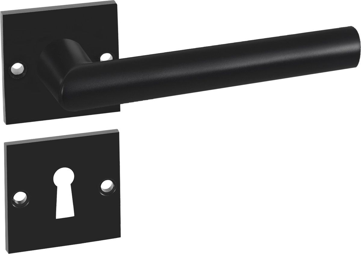 Impresso binnendeurbeslag London - Vierkant Rozet met Vierkant Sleutel rozet - Aluminium - Zwart - 8711332261916