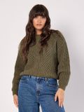 Apricot Trui met grof kabelpatroon Khaki L