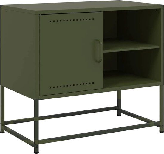 vidaXL Tv-meubel 68x39x60,5 cm staal olijfgroen