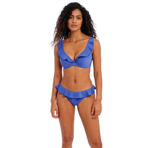 Freya Jewel Cove Brazilian Bikini Bottom with Ruffles - Blue