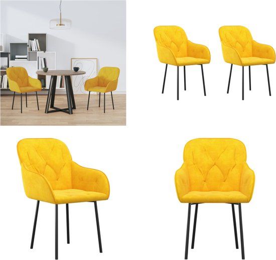 vidaXL Eetkamerstoelen 2 stuks fluweel geel