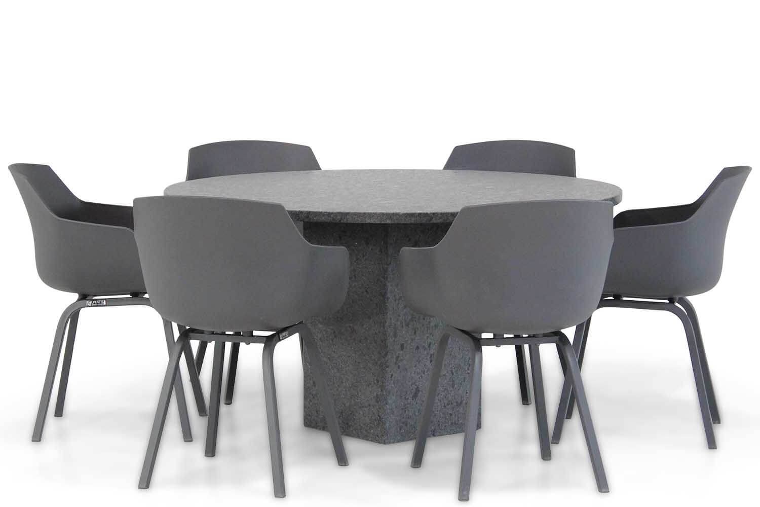 Lifestyle Garden Furniture Lifestyle Salina/Graniet 7-delige dining tuinset rond 140 cm - 7423600234294