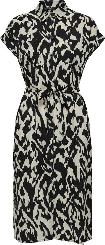 ONLY ONLHANNOVER Dames Blousejurk - Maat 34 - Zwart/Grijs - Print