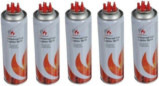 5x Aansteker gas / butaan gasfles - 250 ml - aanstekervulling