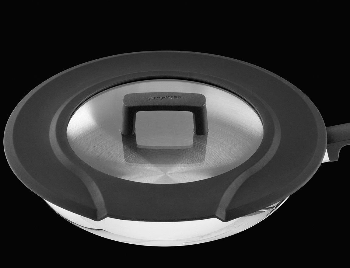 BergHOFF Essentials Uqonic Downdraft Frying Pan Set - 2 Pieces - Stainless Steel - Black