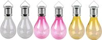 Sunnydays Solar sfeer tuin hanglampje - 6x stuks - wit / roze / geel - 15 cm - kunststof - sfeerverlichting