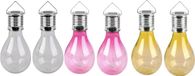 Sunnydays Solar sfeer tuin hanglampje - 6x stuks - wit / roze / geel - 15 cm - kunststof - sfeerverlichting
