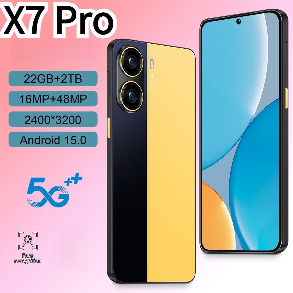 CHOTOG X7 Pro Gloednieuwe Android-telefoons 22GB+2TB Originele gezichtsherkenning Mobiele telefoons 5G Dual SIM Wereldwijde versie 7800mAh Smartphone