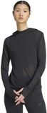 Adidas Soft Lux Sheer Hooded T-shirt Met Lange Mouwen Zwart L Vrouw