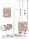 Songmics Présentoir à bijoux – 4 tiges de suspension en métal – Blanc nuage