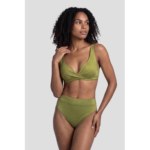 BEACHWAVE high waist bikinibroekje met lurex - olijfgroen
