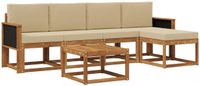 vidaXL - Buiten - bank - set - 6 - st - Natuurlijk - en - Beige - Polyester