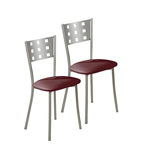 ASTIMESA SCMCBU Keukenstoel - Metaal - Bordeaux - Zithoogte 45 cm - Set van 2