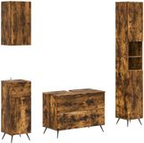 vidaXL - 4-delige - Badkamerkast - Set - BREDA - Gerookt - eiken - Bewerkt - hout