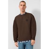 QS katoenen relaxed fit sweater - donkerbruin