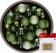 Boules de Noël - 48x pc - vert foncé - 6 cm - plastique - avec crochets pour boules dorés