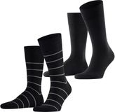 Esprit Modern Stripe 2-Pack Sokken heren zwart - maat 39-42