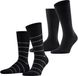 Esprit Modern Stripe 2-Pack Sokken heren zwart - maat 39-42