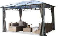 TOOLPORT Tuinpaviljoen 3x4 m polycarbonaat dak 8mm waterdicht aluminium deluxe paviljoen 4 zijwanden partytent 9x9cm profiel