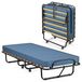 Lit d'appoint 80x190 cm, pliable, avec matelas, 130 kg, à roulettes