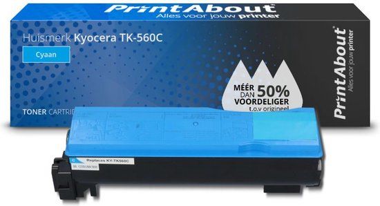 PrintAbout Huismerk Kyocera TK-560C Cyaan Toner | 11.500 Pagina's