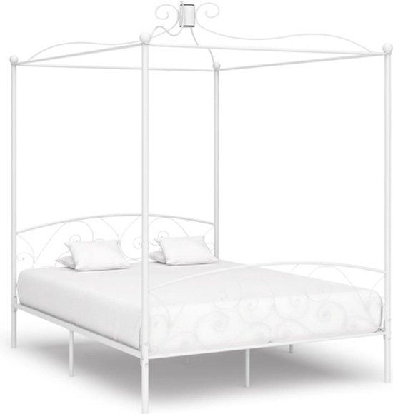 vidaXL Hemelbedframe Metaal Wit 180x200 cm
