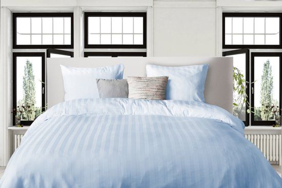 Elegance Dekbedovertrek 140x200/220 Uni Satijnstreep Artice Ice