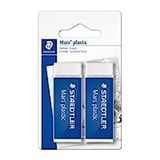 STAEDTLER gum Mars plastic ftalaat en latexvrij, 2 stuks op blisterkaart, wit
