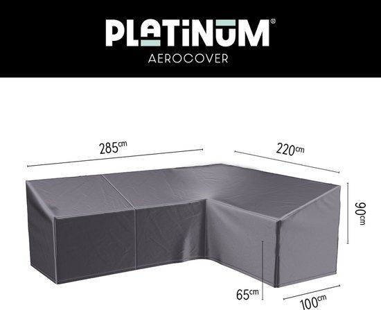Platinum AeroCover Loungebankhoes L-vorm Antraciet 285x220x100xH65/90 cm Rechts